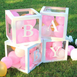 Набор коробок для воздушных шаров Baby, белый, 30*30*30 см, в упаковке 4 шт. - Страна карнавалия фото 3
