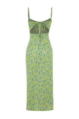 TRENDYOLMILLA Yesil Cicek Desenli Duz Kesim Y?rtmac Detayl? Viskon Midi Dokuma Elbise TWOSS23EL02085 фото 16