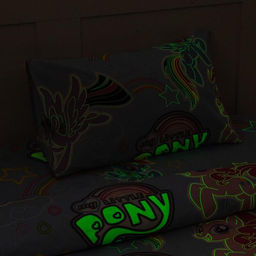 Постельное бельё 1,5 сп Neon Series Rainbow vibes My Little Pony 143*215 см, 150*214 см, 50*70 см -1 шт, светится в темноте - Hasbro фото 3