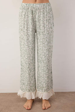 Yesil-Cok Renkli Cicekli Shally Dokuma Pijama Tak?m? THMAW26PT00185 - Trendyolmilla фото 3