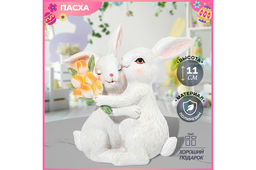 Фигурка декоративная 11*5,5*11,5 см Кролики с тюльпанами