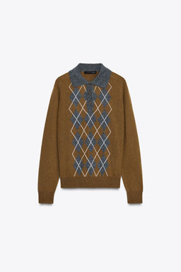 DIAMOND KNIT POLO SWEATER - Zara фото 6