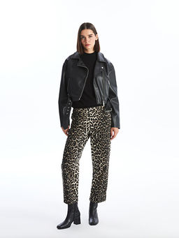 Biker Yaka Kad?n Deri G?r?n?ml? Ceket