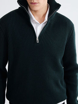 Fermuarl? Dik Yaka Erkek Triko Kazak