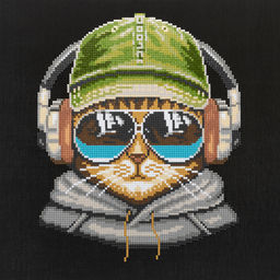 Кристальная (алмазная) мозаика ФРЕЯ ALBP-310 постер Кот- меломан 30 х 30 см