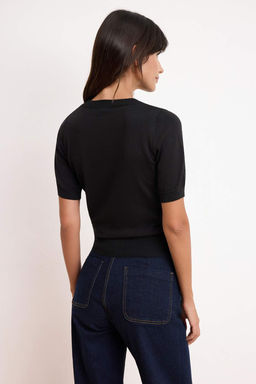 Siyah More Sustainable Bisiklet Yaka Regular Bluz TWOSS26BZ00506