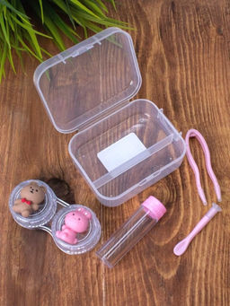 Контейнер для линз "Duble bear-hare", pink