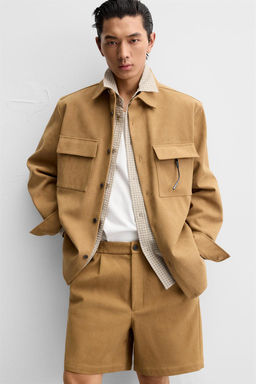 FAUX SUEDE PLEATED BERMUDA SHORTS - Zara фото 5