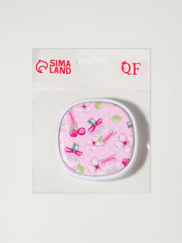 Зеркало складное «Флаконы», 7.5×7.5 см, с увеличением х2, нежно-розовое