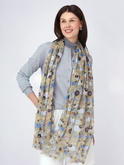 Большой, мягкий, тонкий и очень нежный двусторонний палантин с рисунком в стиле арт-деко - Tantino фото 12