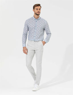 Gri Slim Fit Beli Lastikli Kanvas Pantolon - Pierre cardin фото 5