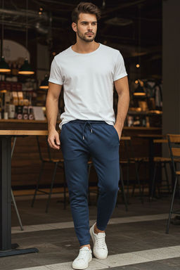 TRENDYOL MAN Ac?k Lacivert Jogger Fit Beli Bagc?kl? Dokulu Kumas Pantolon TMNSS24PL00027 - Trendyolmilla фото 3