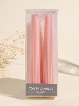 Набор свечей, 3.5х23 см, 2 шт "Башня" пыльная роза 4х9,5х25 см