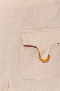 Bej Dokuma Aksesuarl? %100 Pamuklu Plaj Sort & Bermuda TBESS23SR00026