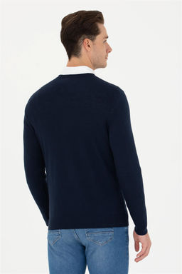 Свитер мужской U. S. Polo Assn базовый темно-синий из хлопка - U.s. polo assn фото 14