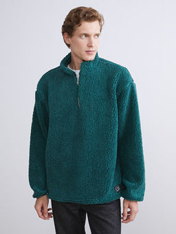 Dik Yaka Uzun Kollu Pel?? Erkek Sweatshirt