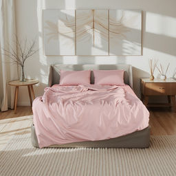 Постельное бельё евро «Этель», модал, розовое