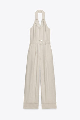HALTER NECK JUMPSUIT WITH LINEN BLEND - Zara фото 4