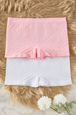 TRENDYOLMILLA Beyaz-Pembe 2li Paket Seamless/Dikissiz Kalpli Boxer Orme Kulot THMSS25KU00009  фото 7