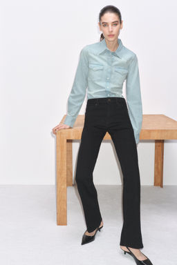 JEANS ZW COLLECTION BOOTCUT TIRO MEDIO / Negro - Zara фото 2