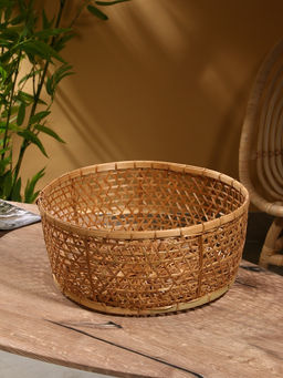 Корзина плетёная «Клоус», 36×36×14 см, бамбук, светлая