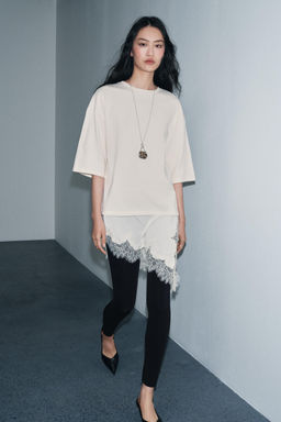 CONTRAST LACE T-SHIRT - Zara фото 8