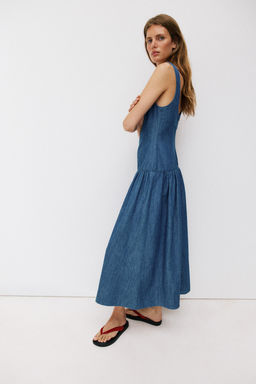 VESTIDO MIDI FALDA CAPA / Azul - Zara фото 4