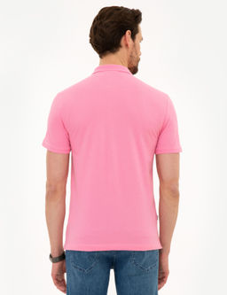 Pembe Slim Fit Polo Yaka Basic Ti__rt
