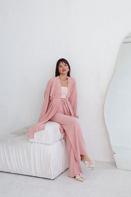 9164 Костюм из кимоно и брюк-палаццо пудровый - Martichelli фото 10