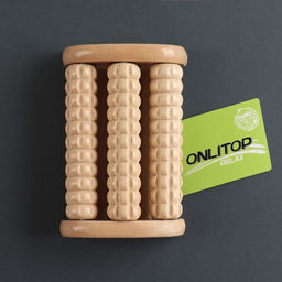 Массажёр для ног «Барабан», деревянный, 3 ролика с шипами, 11.5×7.7×3.5 см