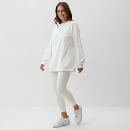 Костюм женский (свитшот, леггинсы) KAFTAN Plushy, размер 44-46, белый
