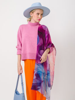 Большой, мягкий, тонкий и очень нежный двусторонний палантин с рисунком в стиле арт-деко - Tantino фото 4