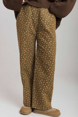 Брюки свободного кроя М325264кз коричневый/зеленый - Елена фото 7