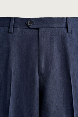 PANTAL?N REGULAR FIT TRAJE LINO - LANA / Azul - Zara фото 7