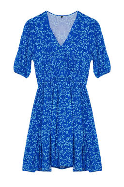 Pembe Cicekli Mini Skater Form Kruvaze Yaka Dokuma Elbise TWOSS24EL01074 - Trendyolmilla фото 13