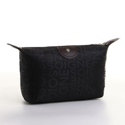 Цена за 2 шт. Косметичка на молнии простая, маленькая, с рисунком Надписи, чёрная