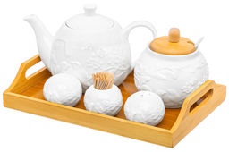 Набор-чайник+сахарница+вазочка под зубочистки+набор для спец.2 прПтички на ветке  на дер.под.с руч - Elan gallery фото 9