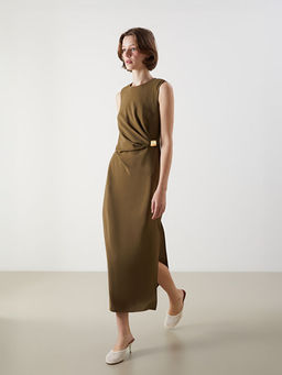 Bisiklet Yaka B?zg?l? Krep Elbise