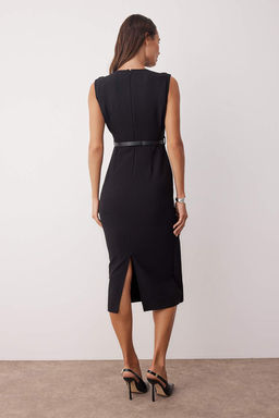 Bordo Kemer Detayl? Dokuma Midi Elbise TWOAW26EL00078 - Trendyolmilla фото 4