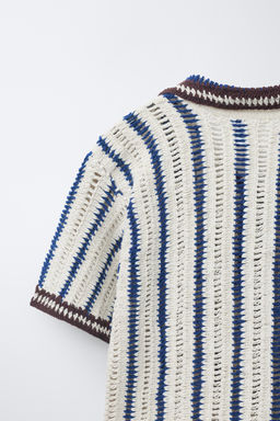 SOBRECAMISA PUNTO CROCHET RAYAS / Marino - Zara фото 6