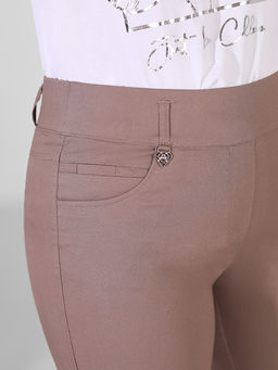 Брюки больших размеров коричневые летние женские - Almond фото 5