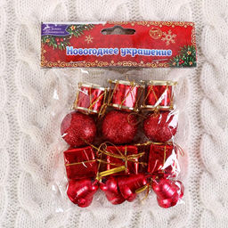 Цена за 2 шт. Ёлочные игрушки Лавра, шары новогодние, набор 11 шт. (3 подарка, 2 колокол, 3 шара, 3 барабана,) МИКС - Зимнее волшебство фото 2