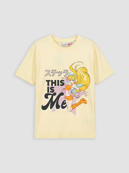Bisiklet Yaka Winx Club Bask?l? K?z ?ocuk Ti??rt