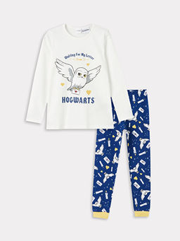 Bisiklet Yaka Harry Potter Bask?l? Uzun Kollu K?z ?ocuk Pijama Tak?m?