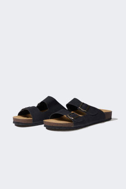 Erkek Duz Taban Cift Bantl? Suni Deri Terlik - Defacto фото 2