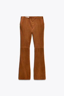 LIMITED EDITION LEATHER SUEDE FLARE TROUSERS - Zara фото 5