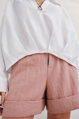 CAMISA CON LINO BAJO ABULLONADO / Blanco - Zara фото 5