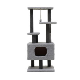 Комплекс для кошек с когтеточкой Каскад, ковролин, 53 х 50 х 124 см, серый - Пижон фото 2