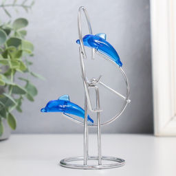 Маятник настольный антистресс «Дельфины: друг за другом с кольцом и шариком», 13×7×5.5 см