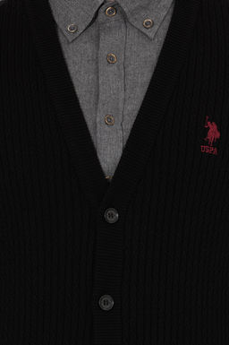 Мужской черный базовый трикотажный кардиган Неожиданная скидка в корзине - U.s. polo assn фото 6